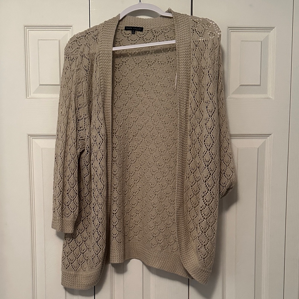 Women's Beige Open-Knit Sweater